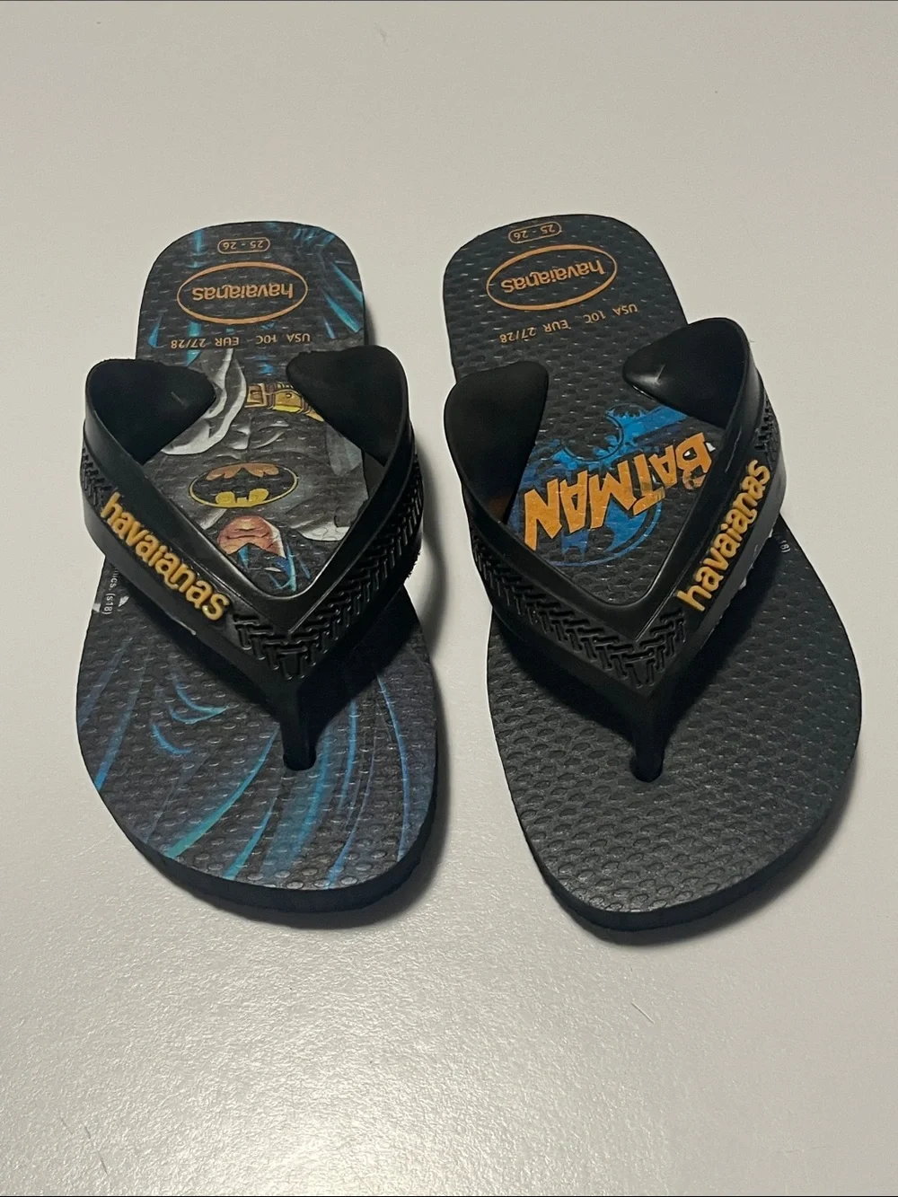 Havaianas Kids Batman Black Flip Flops NWOT